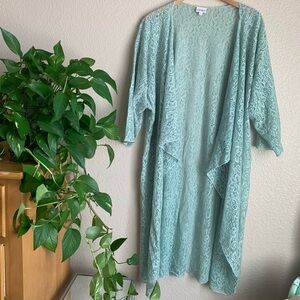 Lularoe | L (18-22) | Mint Green Lace Shirley Duster  Cardigan